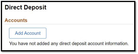 Screenshot of Direct Deposit portal