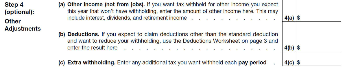 Step 4 of the W-4 Form