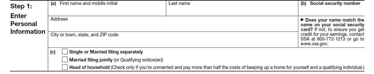 Step 1 of the W-4 Form